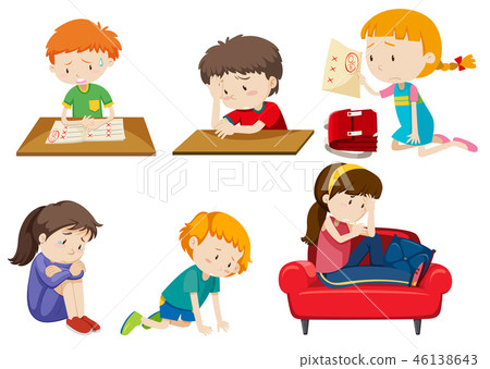 Set of depressed children Set of depressed children 46138643