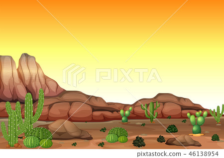 Desert scene at sunset 46138954