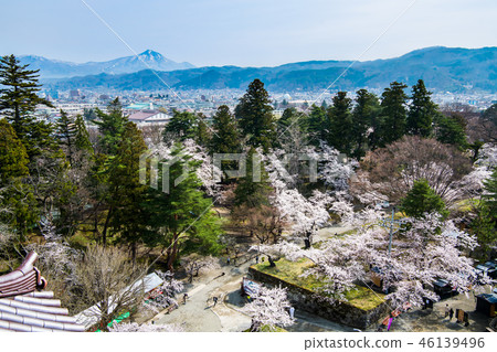 Aizu Wakamatsu, Fukushima Prefecture A view from the Tsurugajo castle of Sakura Iimori and Aizu Ebisuyama Aizu Wakamatsu, Fukushima Prefecture A view from the Tsurugajo castle of Sakura Iimori and Aizu Ebisuyama 46139496