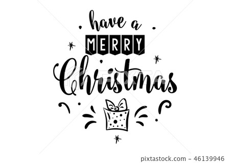 Merry Christmas, happy New Year letter text card text. Typography inscription decoration poster 46139946