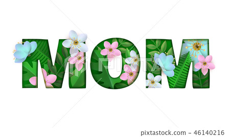 Vector Illustration Of Mom Word Floral Design Stock Illustration 46140216 Pixta