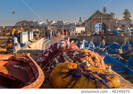 Morning in the old fishing port of Essaouira 46140870