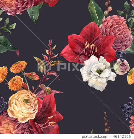 Watercolor floral vector pattern 46142196