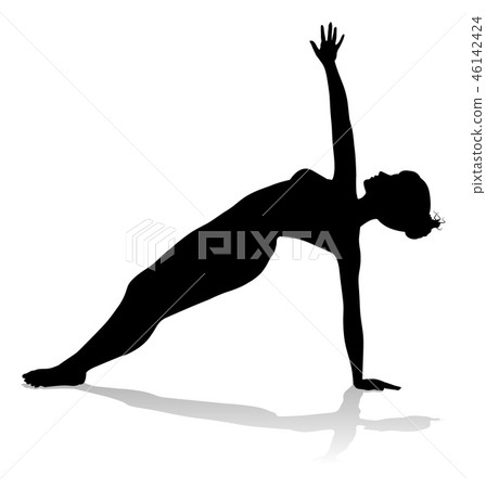 Yoga Pilates Pose Woman Silhouette 46142424