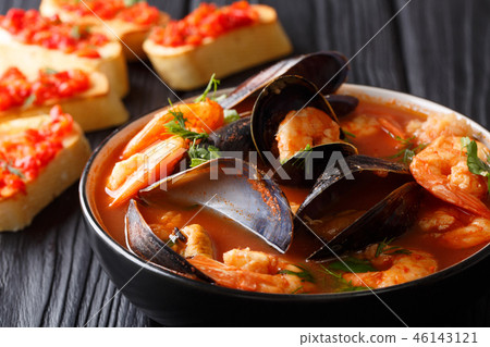 Bouillabaisse soup with seafood and fish Bouillabaisse soup with seafood and fish 46143121