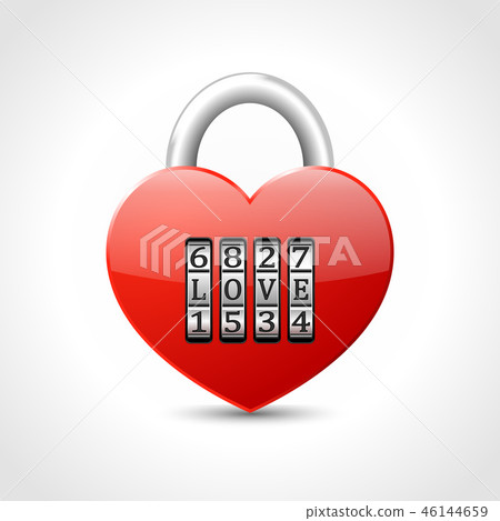 padlock -  heart with combination lock 46144659
