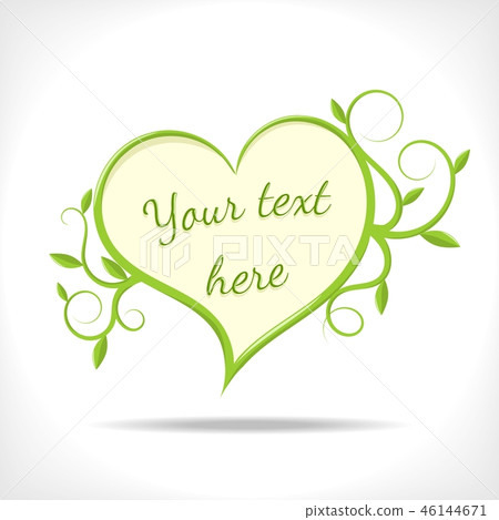 floral background with green heart and twigs floral background with green heart and twigs 46144671