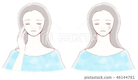 Young woman with closed eyes and scars on the face 46144781