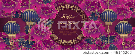 Happy Chinese new year retro relief pattern design 46145263