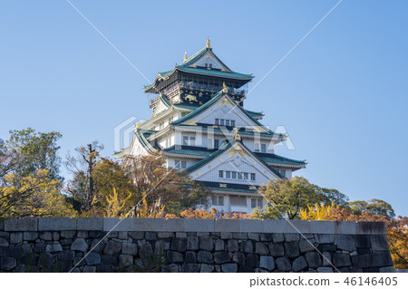 日本 秋天 大阪城 世界遺產 城牆 護城河 osaka castle 大阪城公園 46146405