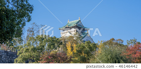 日本 秋天 大阪城 世界遺產 城牆 護城河 osaka castle 大阪城公園 46146442
