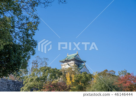日本 秋天 大阪城 世界遺產 城牆 護城河 osaka castle 大阪城公園 46146444
