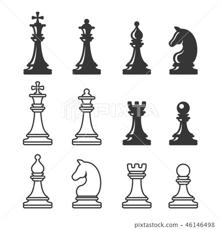 Black and White Chess Game Figures. Vector Black and White Chess Game Figures. Vector 46146498