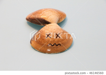 A clam shell depicting a face picture. A clam shell depicting a face picture. 46146560