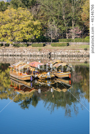 日本 秋天 大阪城 世界遺產 御座船 護城河 osaka castle (osaka jyo) go 46146766