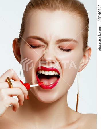 Joyful girl. Beauty, fashion model, Makeup. Body Joyful girl. Beauty, fashion model, Makeup. Body 46146945