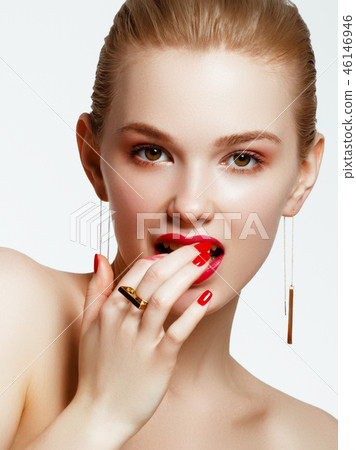 Joyful girl. Beauty, fashion model, Makeup. Body Joyful girl. Beauty, fashion model, Makeup. Body 46146946