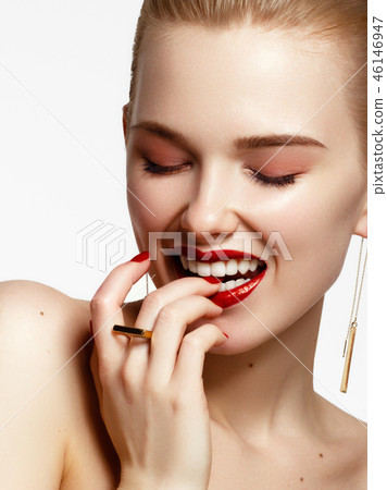 Joyful girl. Beauty, fashion model, Makeup. Body Joyful girl. Beauty, fashion model, Makeup. Body 46146947