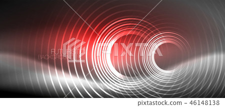Neon circles abstract background, shiny lines 46148138