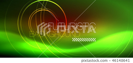 Neon glowing techno lines, hi-tech futuristic abstract background template with square shapes Neon glowing techno lines, hi-tech futuristic abstract background template with square shapes 46148641