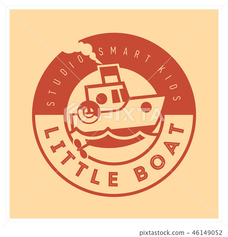 Kids club logo with little boat. Cute kindergarten sign. Kids club logo with little boat. Cute kindergarten sign. 46149052