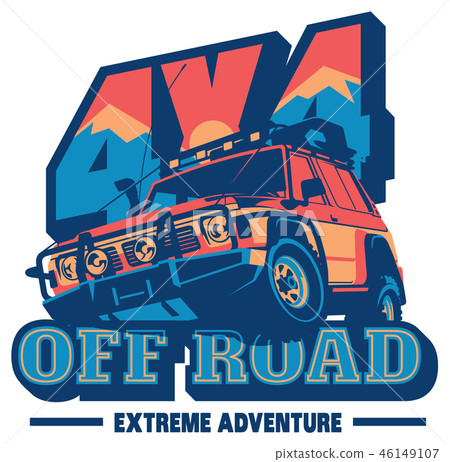 Off-road car logo, safari suv, expedition offroader. 46149107