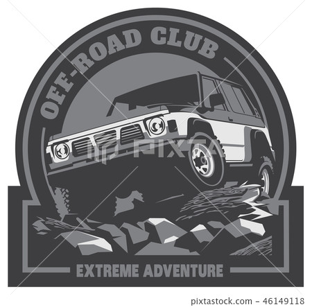Off-road car logo, safari suv, expedition offroader. 46149118
