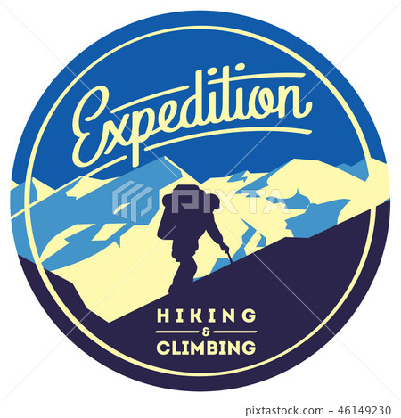 Extreme outdoor adventure badge. High mountains illustration. Extreme outdoor adventure badge. High mountains illustration. 46149230