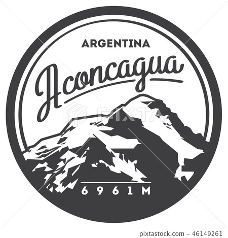 Aconcagua in Andes, Argentina outdoor adventure badge. High mountain illustration. 46149261
