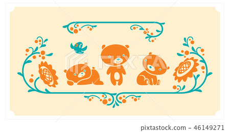 Woodland animals set. Three teddy bears vector characters. 46149271