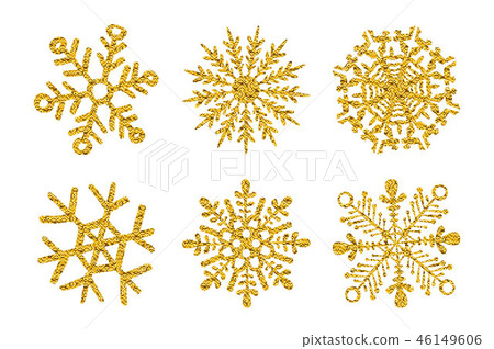 set Gold glitter texture snowflake isolated vector set Gold glitter texture snowflake isolated vector 46149606
