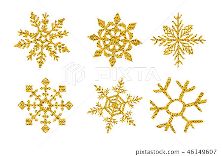 set Gold glitter texture snowflake isolated vector set Gold glitter texture snowflake isolated vector 46149607