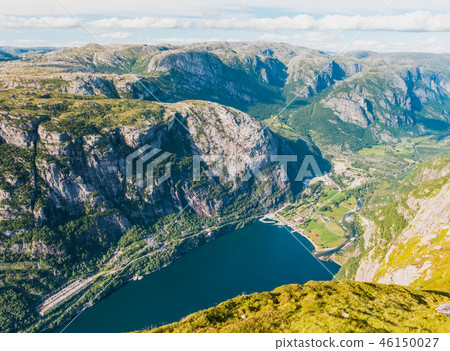 Norwegian fjord and mountains in summer. Lysefjord, Norway 46150027