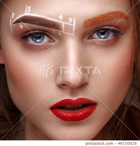 girl with an unusual eyebrow makeup. Beauty face. 46150028