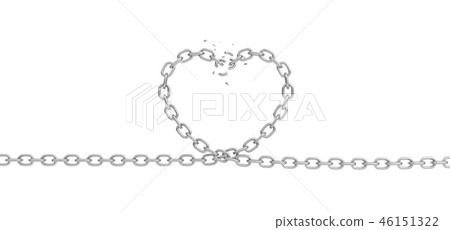 3d rendering of a metal chain laid in a head shape with several links broken. 46151322