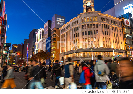 "Tokyo" Ginza night view, pedestrian heaven "Tokyo" Ginza night view, pedestrian heaven 46151855