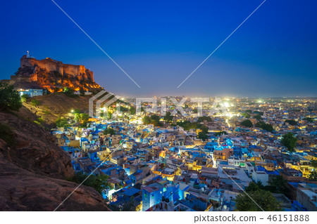 night scene of jodhpur in rajasthan, india night scene of jodhpur in rajasthan, india 46151888