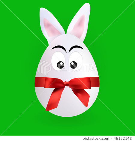 Cute rabbit egg character with green background Cute rabbit egg character with green background 46152148
