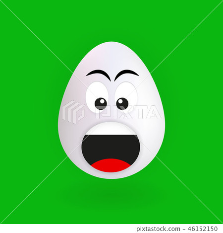 Cute screaming egg character with green background 46152150