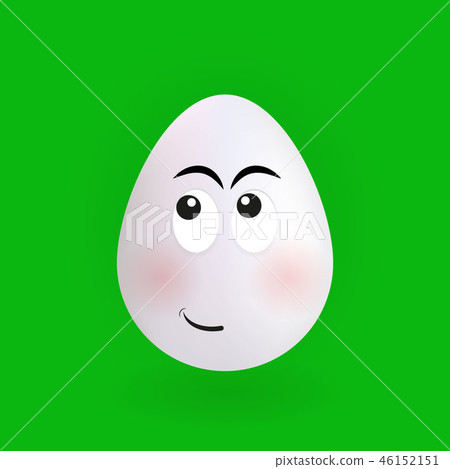 Cute shy egg character with green background 46152151
