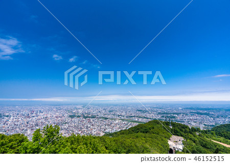 «北海道»從Mt. Moiwa到札幌市的全景 46152515