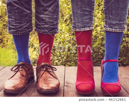 Men's legs in stylish shoes, bright socks Men's legs in stylish shoes, bright socks 46152661