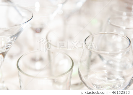 Set of variety empty crystal glasses, closeup Set of variety empty crystal glasses, closeup 46152833
