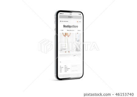 Blank white phone screen with fashion store mockup, isolated 46153740