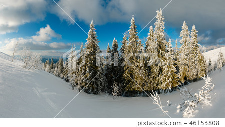 Winter mountain snowy landscape Winter mountain snowy landscape 46153808