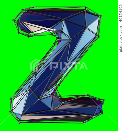 Capital latin letter Z in low poly style blue color isolated on green background Capital latin letter Z in low poly style blue color isolated on green background 46154196