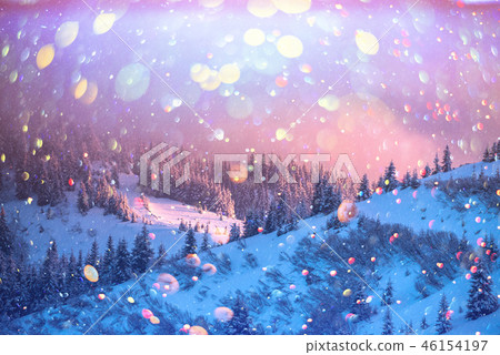 Dramatic wintry scene with snowy trees. Dramatic wintry scene with snowy trees. 46154197