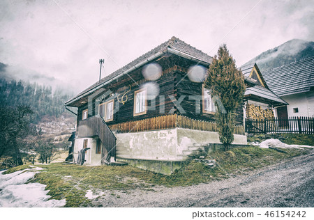 Wooden houses in Vlkolinec village, Slovakia 46154242