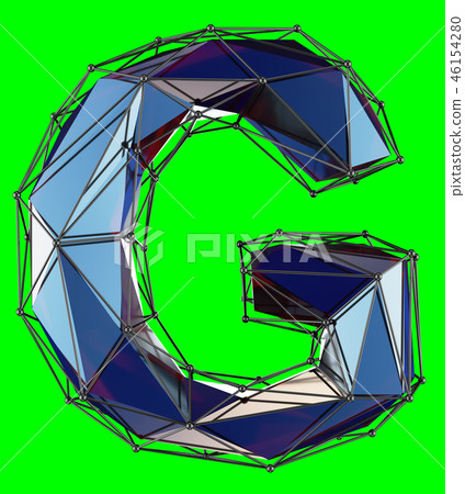 Capital latin letter G in low poly style blue color isolated on green background Capital latin letter G in low poly style blue color isolated on green background 46154280