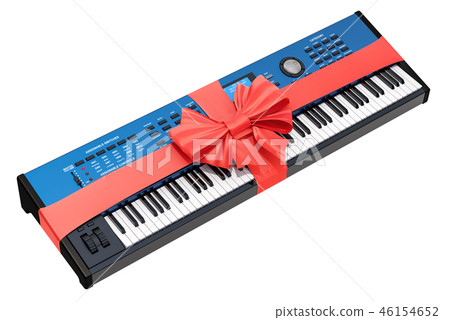 Synthesizer with bow and ribbon, gift concept Synthesizer with bow and ribbon, gift concept 46154652